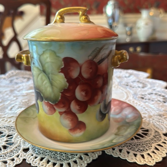 Vtg Tresseman & Vogt Limoges Hand-Painted Porcelain Condensed Milk Container